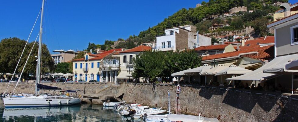 Port of Nafpaktos on Gulf of Corinth in Western Greece