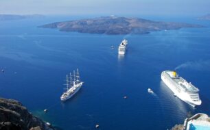 Cruise Ships off Santorini