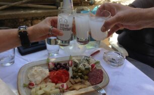 Toasting with Ouzo on Chios