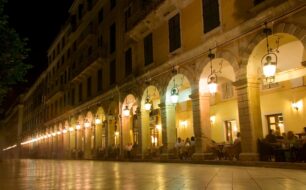 The Liston in Corfu Town at Night