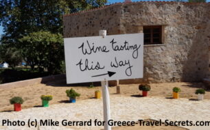 Wine Tasting Sign at the Manousakis Winery on Crete
