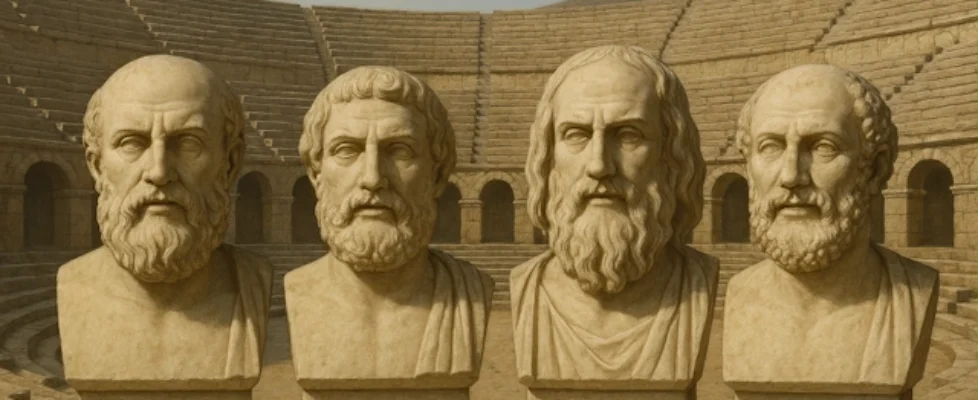 Busts of Four Great Greek Dramatists