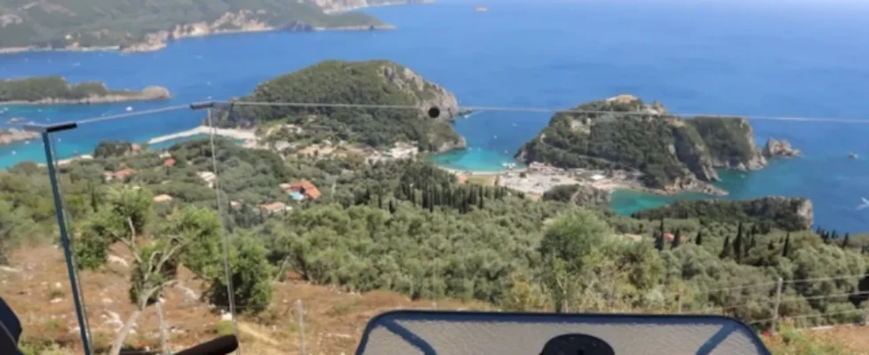 View from the Golden Fox Restaurant overlooking Paleokastritsa in North-West Corfu